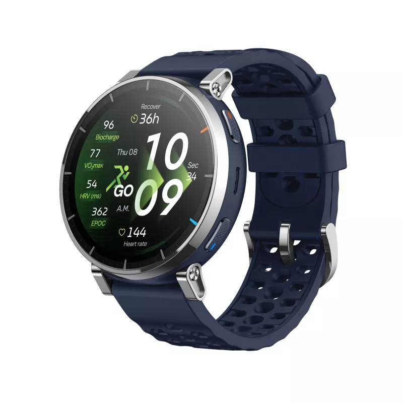 Smartwatch Amazfit W2558GL2N — 1.32 inch (3.35 cm) AMOLED 466×466 px, GPS, 365 mAh, silicone band (blue)