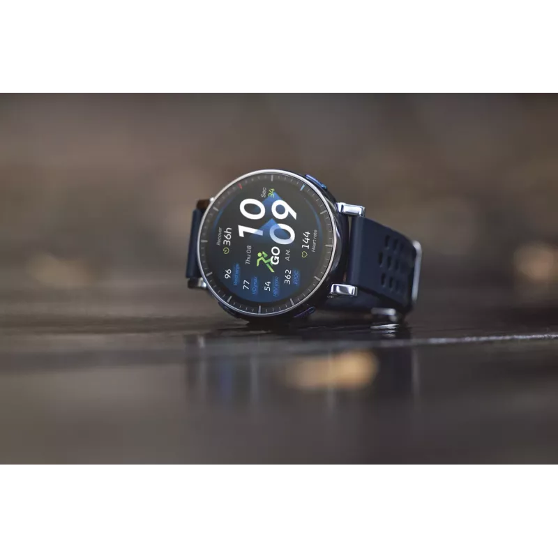 Smartwatch Amazfit W2558GL2N — 1.32 inch (3.35 cm) AMOLED 466×466 px, GPS, 365 mAh, silicone band (blue)
