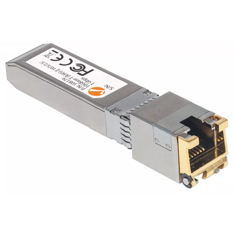 Intellinet Transceiver Module, 10 Gigabit Copper SFP+, 10GBase-T (RJ45) Port, 30m, up to 10 Gbps Data-Transfer Rate with Cat6a Cabling, Ethernet, Fiber/Fibre, MSA Compliant, Equivalent to Cisco MA-SFP-10G-T, Three Year Warranty