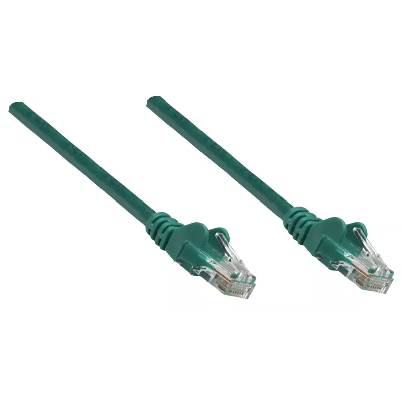Intellinet Network Patch Cable, Cat6, 2m, Green, Copper, U/UTP, PVC, RJ45, Gold Plated Contacts, Snagless, Booted, Lifetime Warranty
