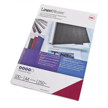 GBC LinenWeave Binding Covers 250gsm A4 Red (100), A4, Red, 250 g/m², 100 pc(s), Egypt