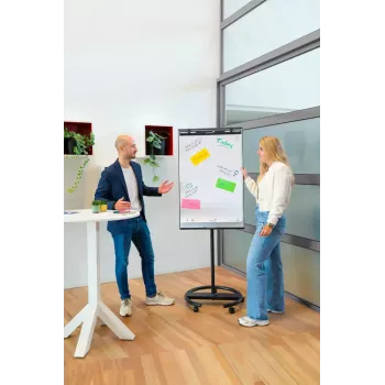 Mobile flipchart with round base Legamaster SKETCH EASY — steel, 5 wheels, 720×600 mm
