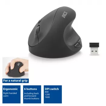Mouse ACT Wireless Ergonomic Mouse 1600 DPI RF Wireless