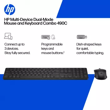 Keyboard and Mouse Combo KINGSTON 490C — full-size wireless keyboard (plunger) with RF + Bluetooth mouse, white