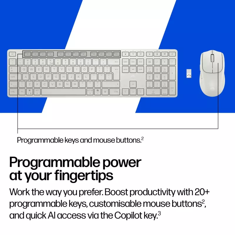 HP 490C Multi-Device Dual-Mode Keyboard and Mouse Combo, White