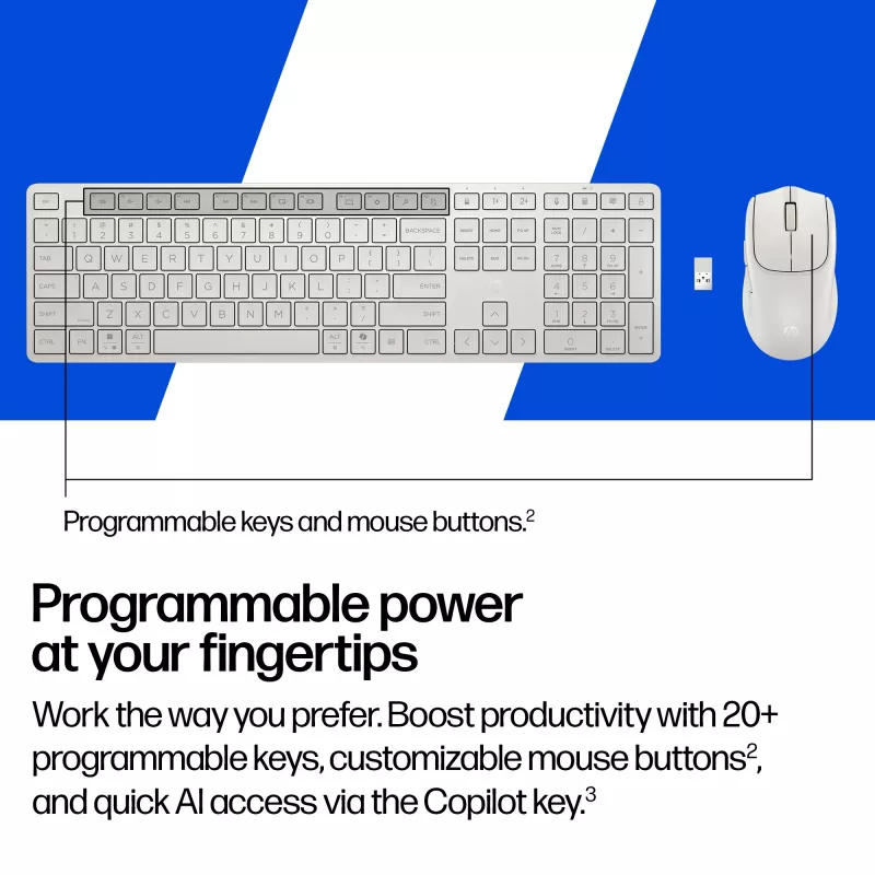 HP 490C Multi-Device Dual-Mode Keyboard and Mouse Combo, QWERTY