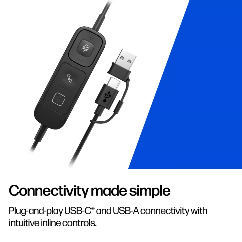 Wired Stereo USB Headset HP Poly Mission 625 — over-ear, 147 g, USB connection (bulk)