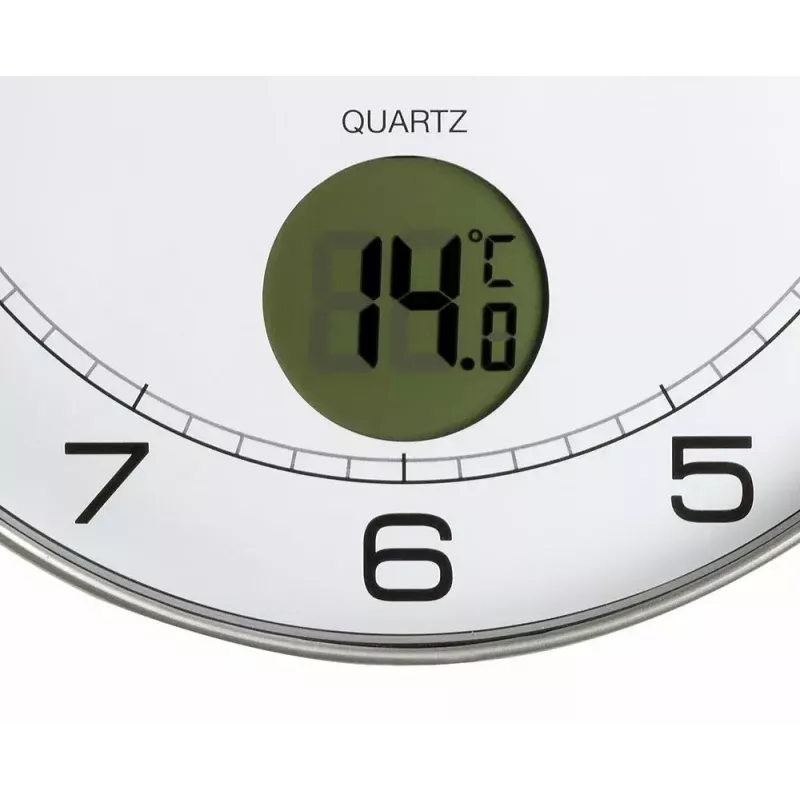 Wall/Table Clock Unilux 400094592 — Quartz, Round Metallic Silver, Ø 30 cm, Battery AA/AAA