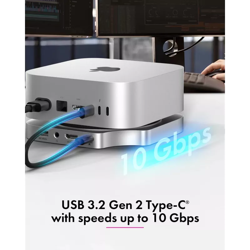 ICY BOX 7-in-1 USB Type-C DockingStation with M.2 NVMe slot, SSD, Memory card, M.2, 4 TB, USB 3.2 Gen 2 (3.1 Gen 2) Type-C, Silver, Aluminium