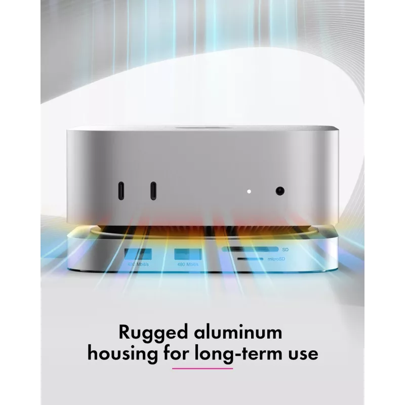 ICY BOX 7-in-1 USB Type-C DockingStation with M.2 NVMe slot, SSD, Memory card, M.2, 4 TB, USB 3.2 Gen 2 (3.1 Gen 2) Type-C, Silver, Aluminium