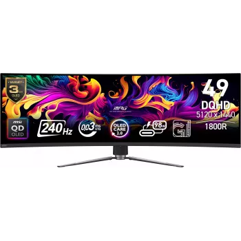 MSI MPG 491CQPX QD-OLED computer monitor 124.5 cm (49 inch) 5120 x 1440 pixels Dual QHD Black