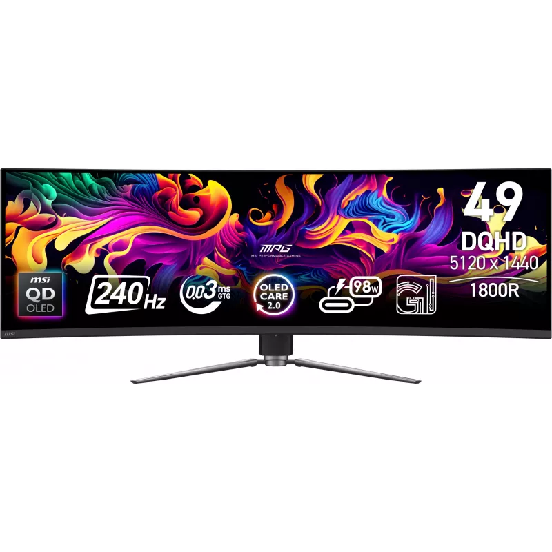 MSI MPG 491CQPX QD-OLED computer monitor 124.5 cm (49 inch) 5120 x 1440 pixels Dual QHD Black