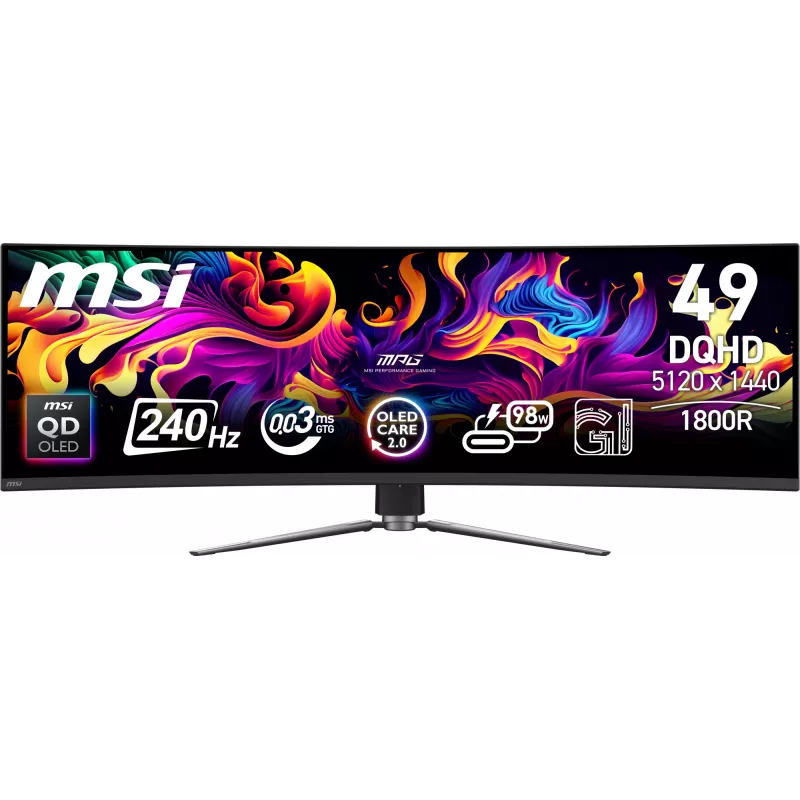 MSI MPG 491CQPX QD-OLED computer monitor 124.5 cm (49 inch) 5120 x 1440 pixels Dual QHD Black
