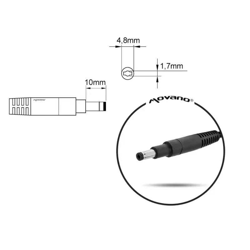 Notebook charger MITSU 19.5V 3.33A (connector 4.8×1.7) for HP