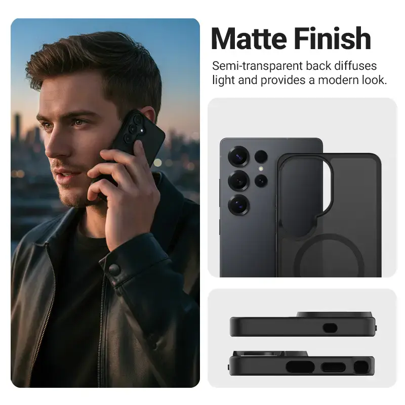 Protective Case Crong Hybrid Matte Magnetic for Samsung Galaxy S25 Ultra — TPU+PC, Black