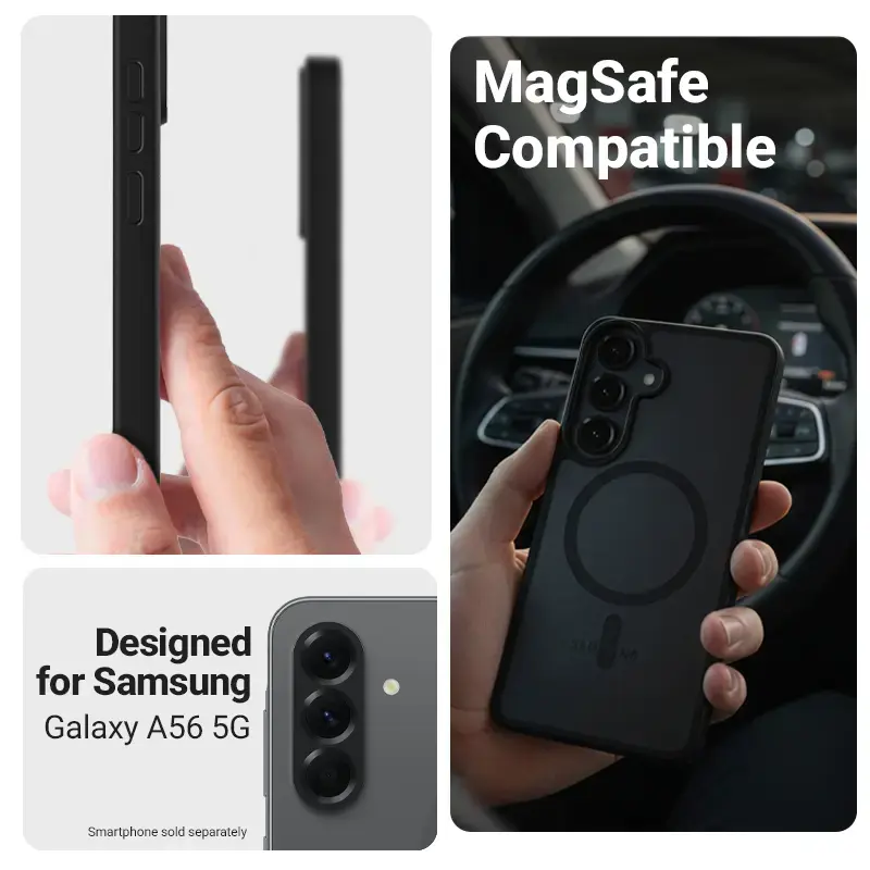 Protective case Crong Hybrid Matte Magnetic for Samsung Galaxy A56 — TPU + PC, black