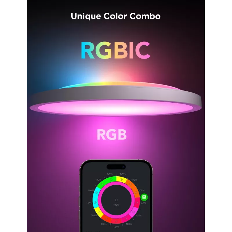 Smart ceiling light Govee 30cm RGBWW + RGBIC Wi‑Fi/Bluetooth 28 W, white, Ø300×30 mm