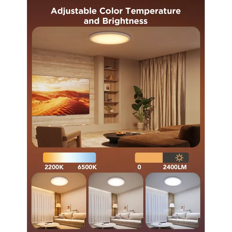Smart ceiling light Govee 30cm RGBWW + RGBIC Wi‑Fi/Bluetooth 28 W, white, Ø300×30 mm