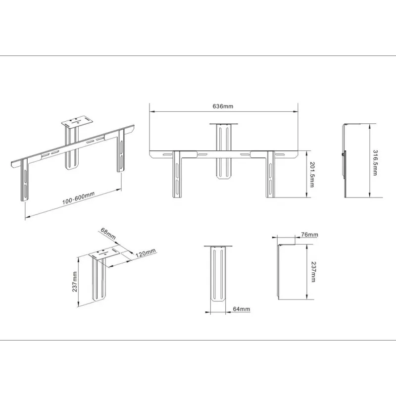 Shelf Multibrackets M Universal Camera Holder 55 inch-110 inch Black Steel