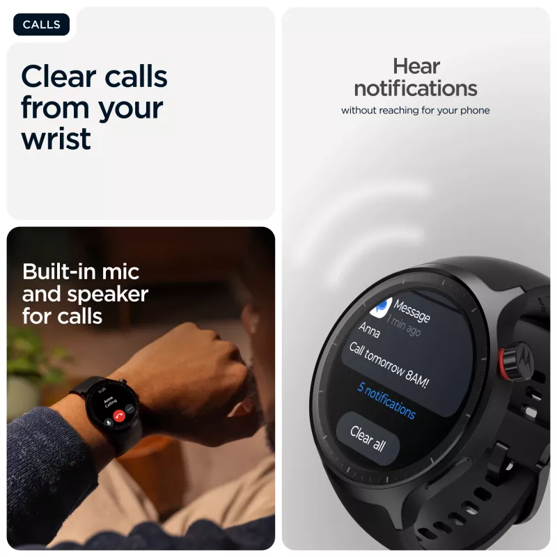 Motorola Moto Watch 3.63 cm (1.43 inch) OLED 47 mm Digital Touchscreen Black GPS (satellite)