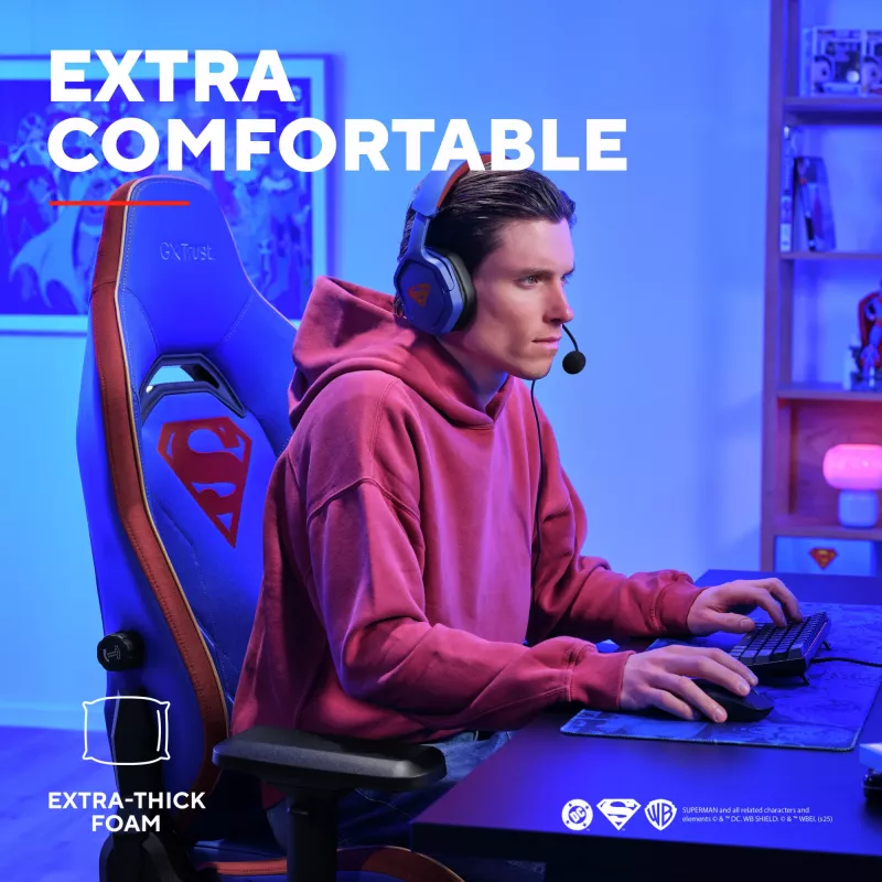 Gaming chair TRUST RUYA PRO GXT721SM Superman — ergonomic design, adjustable height