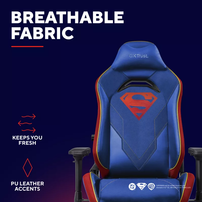 Gaming chair TRUST RUYA PRO GXT721SM Superman — ergonomic design, adjustable height
