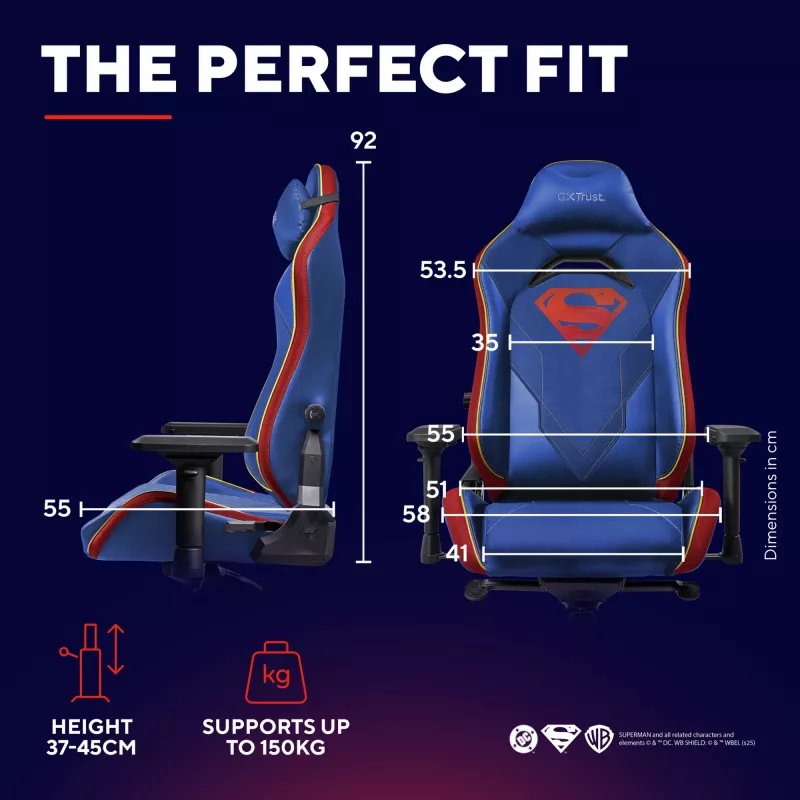 Gaming chair TRUST RUYA PRO GXT721SM Superman — ergonomic design, adjustable height