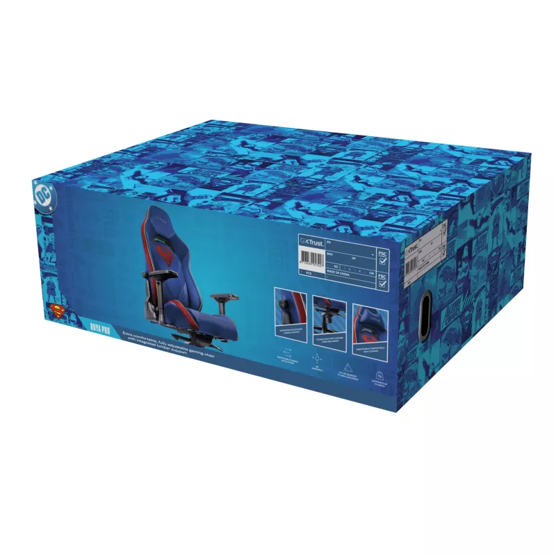Gaming chair TRUST RUYA PRO GXT721SM Superman — ergonomic design, adjustable height