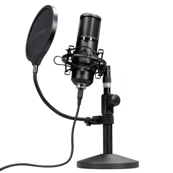 Studio microphone TRUST GXT 269 Emita II — USB wired, metal housing, table mount, black (42×162×42 mm)