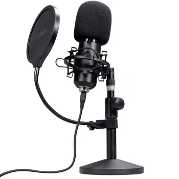 Studio microphone TRUST GXT 269 Emita II — USB wired, metal housing, table mount, black (42×162×42 mm)