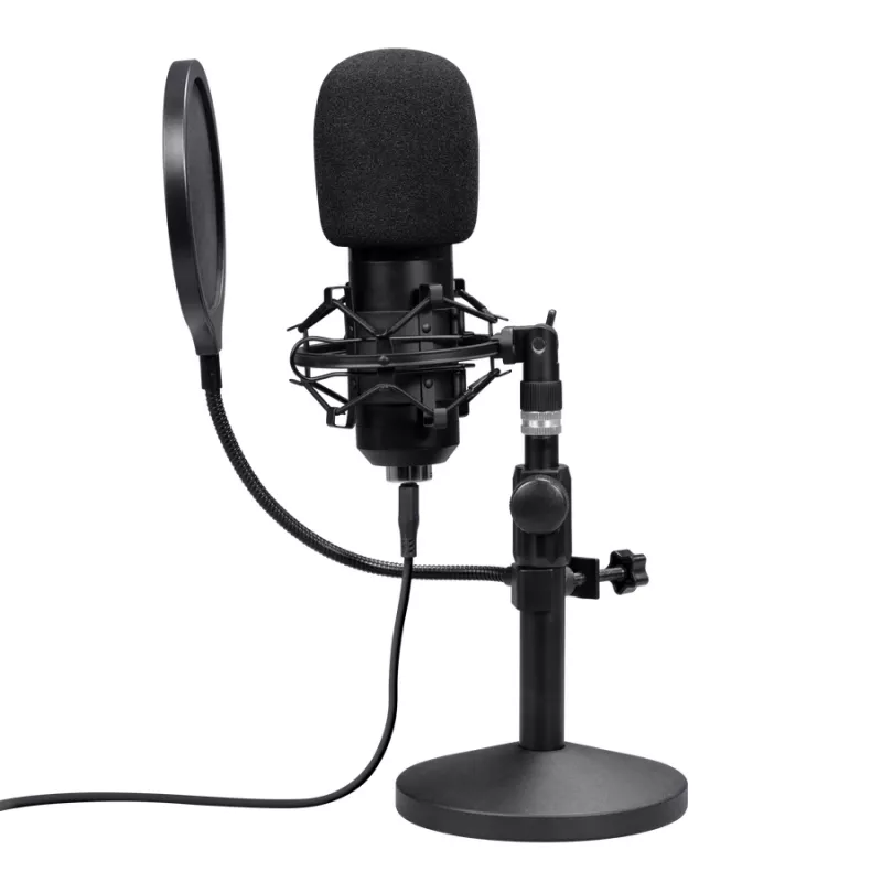 Studio microphone TRUST GXT 269 Emita II — USB wired, metal housing, table mount, black (42×162×42 mm)