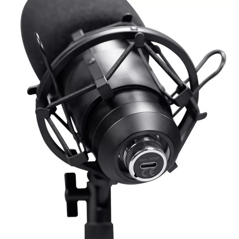 Studio microphone TRUST GXT 269 Emita II — USB wired, metal housing, table mount, black (42×162×42 mm)