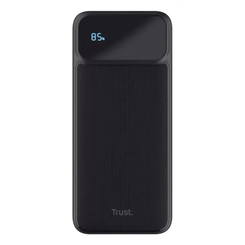 Power bank TRUST 25882 — Portable Li‑Ion 10000 mAh, PD 3.0/PPS/QC3.0, 2×USB‑A + 1×USB‑C, 20W, Black