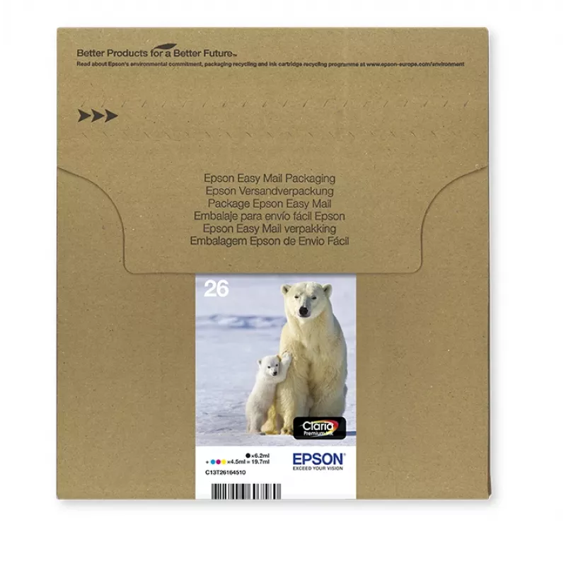 Epson Polar bear Multipack 4-colours 26 EasyMail, Standard Yield, Black, Cyan, Magenta, Yellow, Pigment-based ink, Dye-based ink, 6.2 ml, 4.5 ml