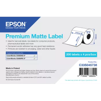 Self-adhesive printer label Epson C33S045738 76 mm x 127 mm