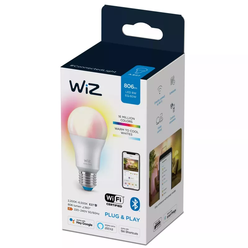 Smart bulb Telekom WiZ Bulb 8W (Eq.60W) A60 E27 — Wi‑Fi/Bluetooth, 8 kWh/1000h, 60×122 mm