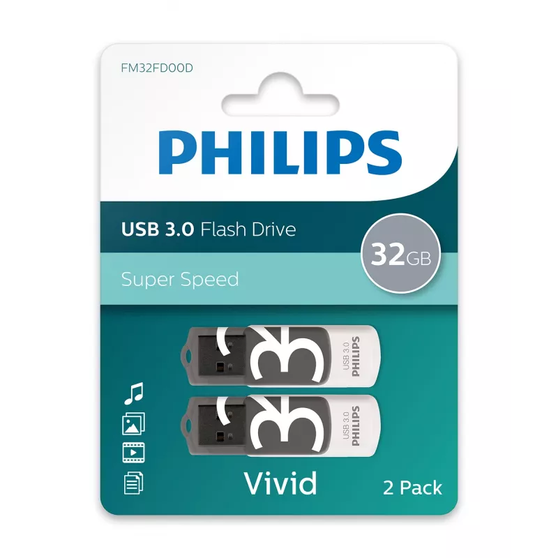 Philips Vivid USB flash drive 64 GB USB Type-A 3.2 Gen 1 (3.1 Gen 1) Grey, White