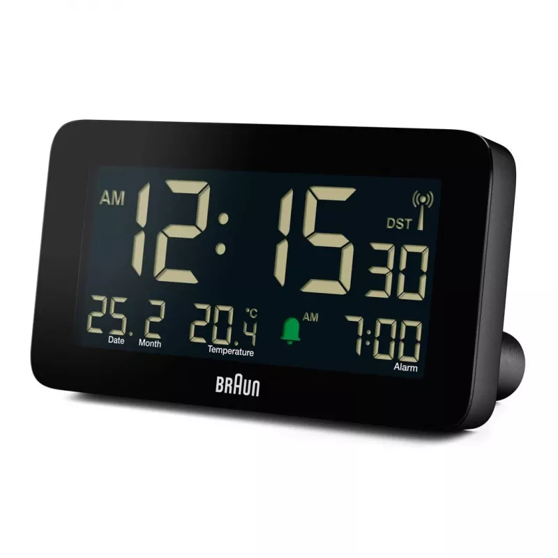 Digital alarm clock Braun BC10B-DCF Black LCD Battery AA