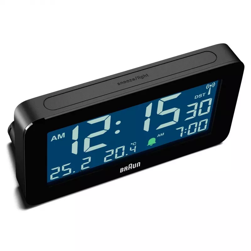 Digital alarm clock Braun BC10B-DCF Black LCD Battery AA
