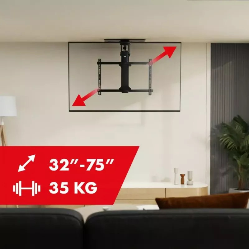 Ceiling electric TV mount MACLEAN MC-490 for 32–75 inch TVs, motorized tilt and rotation