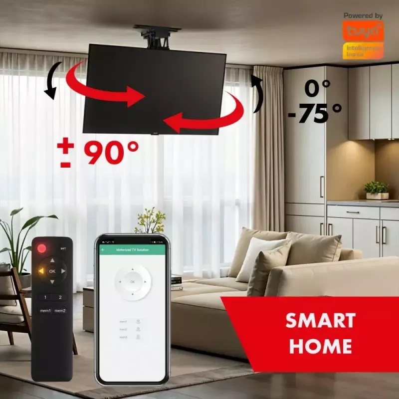 Ceiling electric TV mount MACLEAN MC-490 for 32–75 inch TVs, motorized tilt and rotation