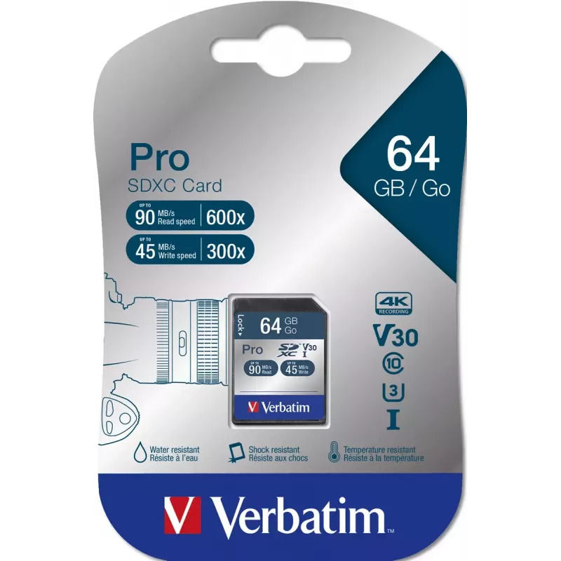 Flash Memory Verbatim Pro 64 GB SDXC UHS Class 10