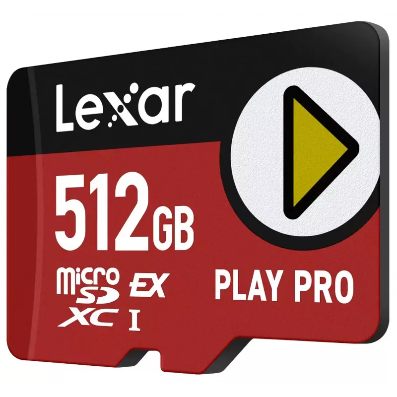 MicroSDXC flash memory Lexar PLAY PRO 512 GB UHS-I U3 — 900 MB/s read, 600 MB/s write