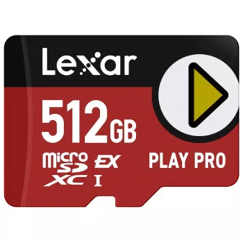 MicroSDXC flash memory Lexar PLAY PRO 512 GB UHS-I U3 — 900 MB/s read, 600 MB/s write