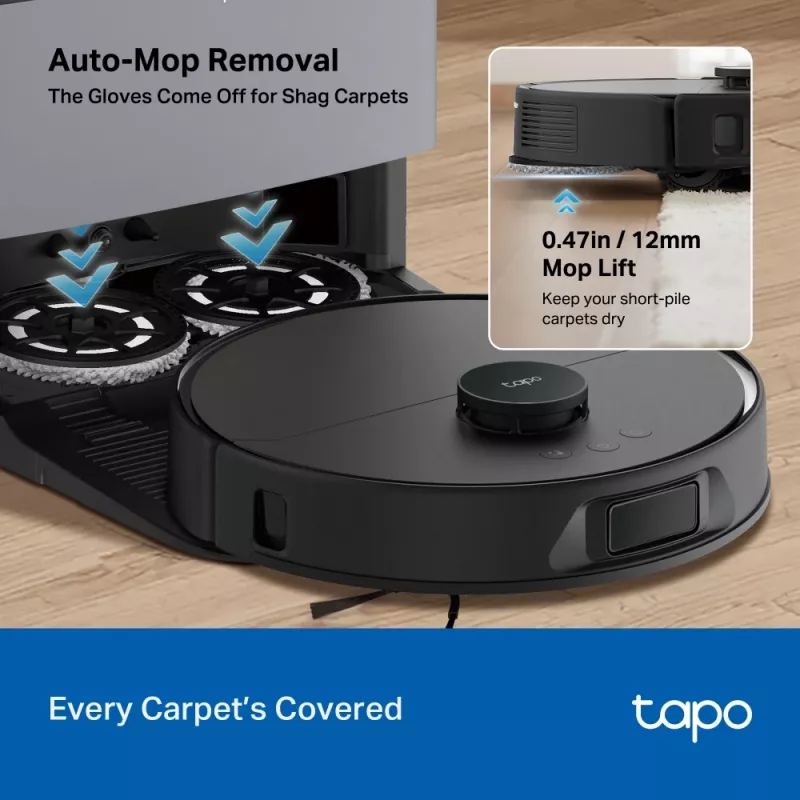 Robot vacuum TP-Link Tapo RV50 Pro Omni — 0.28 L dust bin, 5200 mAh battery, base station with 3 L dust tank