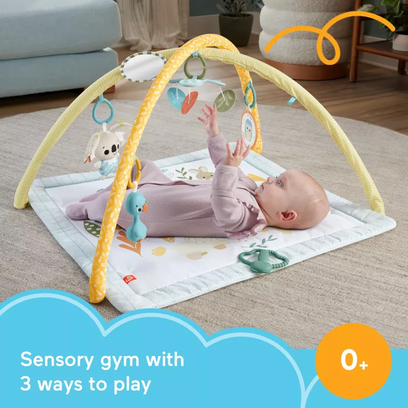 Fisher-Price Sensimals Simply Senses Newborn Gym Baby Activity Mat with 6 Sensory Toys
