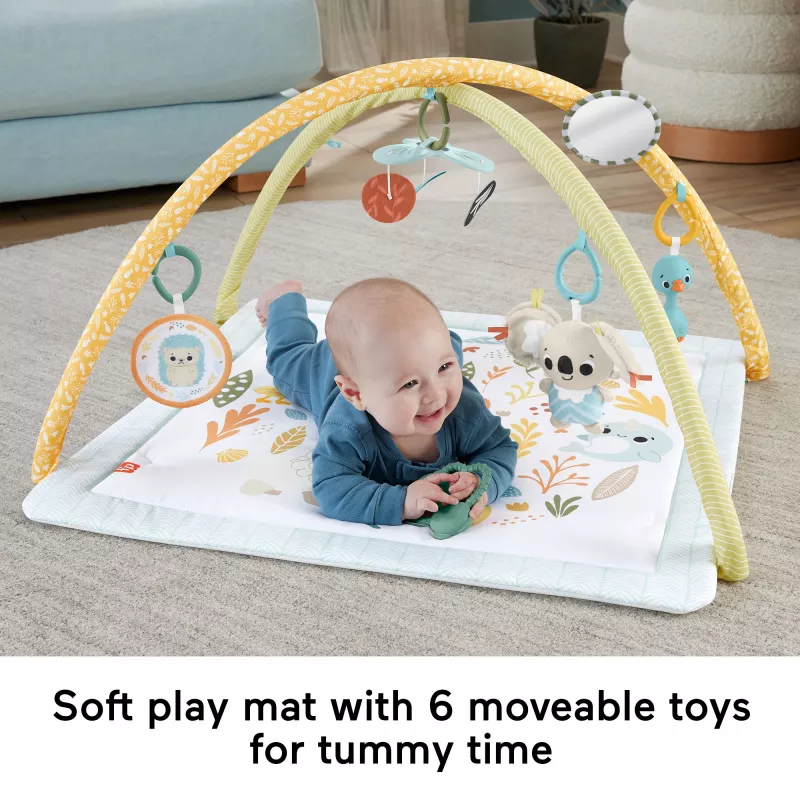 Fisher-Price Sensimals Simply Senses Newborn Gym Baby Activity Mat with 6 Sensory Toys