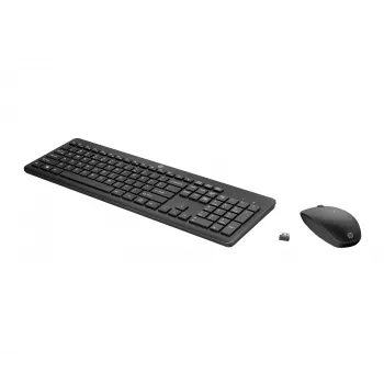 HP 235 Wireless Mouse and Keyboard Combo, Full-size (100%), Wireless, RF Wireless, Black, Mouse included