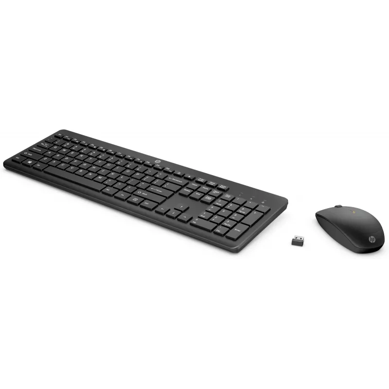 HP 235 Wireless Mouse and Keyboard Combo, Full-size (100%), Wireless, RF Wireless, Black, Mouse included