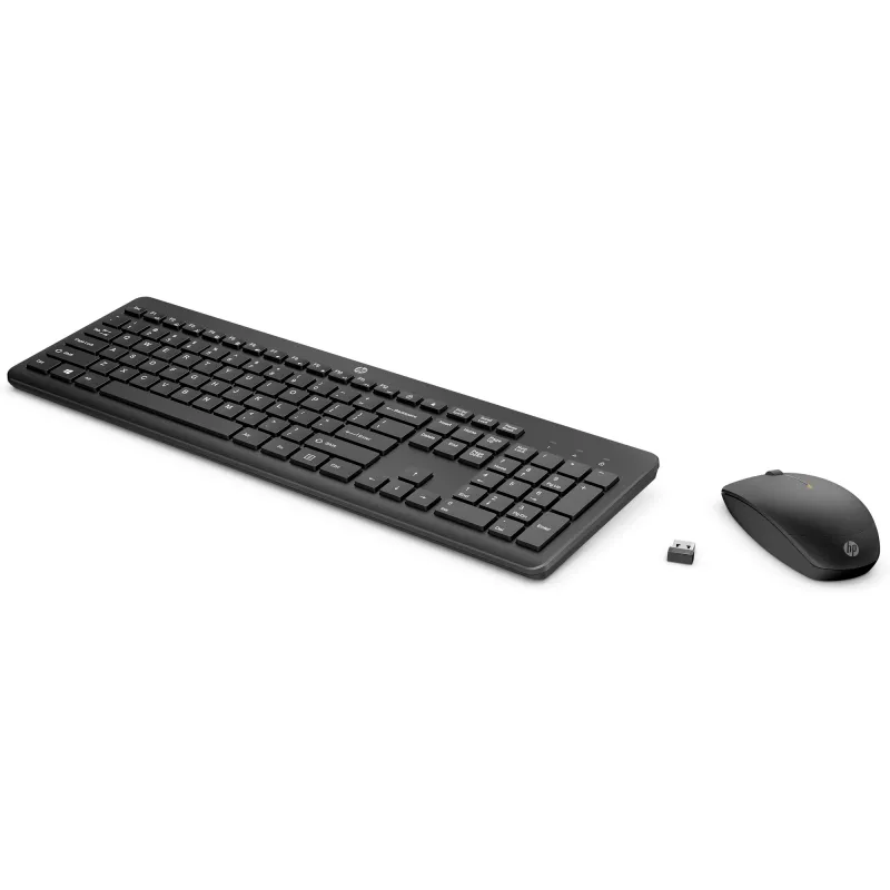 HP 235 Wireless Mouse and Keyboard Combo, Full-size (100%), Wireless, RF Wireless, Black, Mouse included